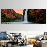 Havasu Fallsi p&auml;ikeseloojangu l&otilde;uend Roheliste puude maalimine Grand Canyon Waterfall Plakatid ja v&auml;ljatr&uuml;kid Seinakunstipildid Kodukaunistus Ilma raamita 20cm&times;40cm NoFrame