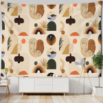 Lihtne joon Illustratsioon Gobel&auml;&auml;n Seinaripp Retro &otilde;limaal Boheemlaslikus stiilis sisekujunduses taustariie 95x70cm