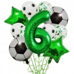 1 komplekt heeliumfooliumist gloobused jalgpalli &otilde;hupallid s&uuml;nnip&auml;evapeo kaunistused, 32-tollised, rohelised numbrid, pallid, jalgpallisporditarbed Other