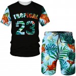 UUS Tropical Floral Print Meeste s&auml;rgid/rannap&uuml;ksid/&uuml;likonnad Mood Suvised Hawaii Komplektid Vabaaja l&uuml;hikeste varrukatega T-s&auml;rk P&uuml;hade komplektid S