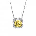 925 h&otilde;bedane kollase teemandiga kaelakee naistele ruudukujuline faasitud 7 * 7 k&otilde;rge s&uuml;sinikusisaldusega teemant rangluu kett