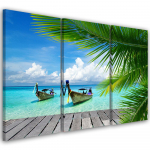 Kolmeosalise pildiga l&otilde;uendiprint Tropical Beach 60x40 sinine