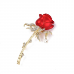 Pins Diamond Studded Pross Rose Elegantne Retro Fashion Clothing Accessories punane
