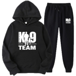 K9 Team K9 Unit Malinois &uuml;hev&auml;rviline meeste komplekt, meeste naiste fliisist kapuutsid + p&uuml;ksid, kaheosaline spordidress Trendikas spordir&otilde;ivaste komplekt S black