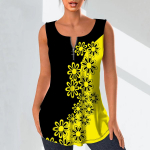 Naiste moodsad V-kaelusega s&auml;rgid vabaaja topid Naiste T-s&auml;rk 3D-grafiti Lilledega prinditud vest Suures suuruses varrukateta pluusiga mantlid 7XL must