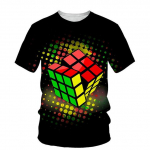 Rubiku kuubiku mustriga 3D-printimine Meeste T-s&auml;rk Suvine Trend O Kaelusega L&uuml;hikeste Varrukatega Moodne Hiphopi stiilis vabaaja meeste top XXXXXL must