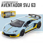 1:24 skaalaga Aventador SVJ63 miniatuurne superauto, diiselsulamist mudelauto, tagasit&otilde;mmatav s&otilde;iduk koos heli ja valgusega lastele t&auml;iskasvanutele m&otilde;eldud kingituste kollektsioon 1/24- 21x9.3x5cm sinine