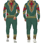 Aafrika Dashiki kapuuts/&uuml;likond, meeste vabaaja 3D-prindiga etnilises stiilis dressipluusi p&uuml;kste komplekt Meeste/naiste rahvap&auml;raste kohandatud t&auml;navar&otilde;ivastega spordidress 4XL brown