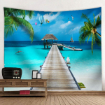 Maastik Palm Tree Beach P&auml;ikeseloojangu gobel&auml;&auml;n Seinaripp Boho tr&uuml;kitud riidest kangas Suur seinavaiba esteetiline interj&ouml;&ouml;r &uuml;hiselamu sisekujundus 95x73cm