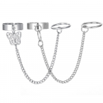 Trendikas punk &otilde;&otilde;nes liblikas metallist l&uuml;lidega s&otilde;rmuste komplekt naistele avatavate reguleeritavate ehetega