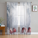 Lume j&otilde;ulupallid lumehelves l&auml;bipaistev kardin Elutoa kardinad Avaleht Magamistuba Voile kardin Tr&uuml;kitud t&uuml;llist aknakardin W135 x H114cm