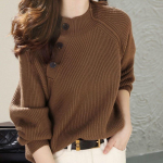 Pullover-kampsun Naiste avarad &uuml;ler&otilde;ivad Trikoed Naiste s&uuml;gis/talv Korea v&auml;ljaanne V&auml;lismaa naised Naiste top soliidne pullover One Size tumesinine v&auml;rv