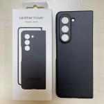 Samsungi originaal &ouml;ko-nahast telefoni&uuml;mbris Samsung Galaxy Z Fold5 Z Fold 5 t&auml;ieliku kaitsega, pehme puutega nahast kate must