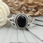 Must on&uuml;ksist ovaalsest v&auml;&auml;riskivist k&auml;sitsi valmistatud disainis&otilde;rmus, 925 sterlingi h&otilde;be, Bohemian s&otilde;rmus, Statement s&otilde;rmus, naiste s&otilde;rmus 6