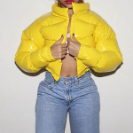 Talvine erksav&auml;rviline sulejope Naiste kapuutsiga Parkasmantel Naiste soojad puuvillased jakid M kollane