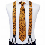 Fashion 6 Clip Meeste lipsuhoidjad 3,5 cm Reguleeritava laiusega elastne rihm Punased traksid Suspender Siidist lipsukomplekt BJ-2013,N-0988