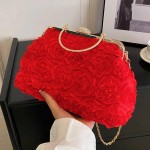 Disainer Vintage Naised Helmesed Lilled Shell Clip Lukukotid Roosad Valged Kristallk&auml;ekotid Ja Rahakotid Kett &otilde;lakotid Peo sidur punane