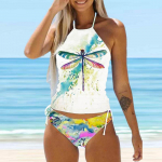 Naiste p&auml;itsetega Butterfly Dandelion Print Bikini Tankini ujumistrikoo 2XL mitmev&auml;rviline