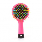 2 in 1 Girl Rainbow S-Curl juuksehari Mirror Comb Wave Hari Antistaatiline massaaž must