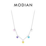 MODIAN Solid 925 Sterling Silver Rainbow v&auml;rviline emailiga s&uuml;dametega ripats kaelakee reguleeritav l&uuml;likett naistele peened ehted h&otilde;be