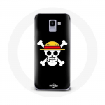 &Uuml;mbris Samsung Galaxy A6 2018 One Piece Manga Skull musta taustaga