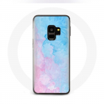 &Uuml;mbris Samsung Galaxy S9 pluss roosa sinise taustaga