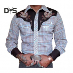 Meeste kevads&auml;rk Vintage Western Cowboy Print &uuml;herealine Slim Fit pikkade varrukatega Alla keeratava kraega n&ouml;&ouml;bid T&auml;navar&otilde;ivad vabaaja visiitkardigans&auml;rk L valge