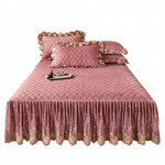 Tepitud lilledega voodikate, tikitud paks sametvoodi seelik, luksuslik pehme kahe padjavarrega Queen King Dropshipping 150x200cm 59x79inch
