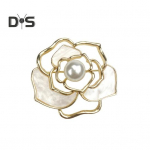 Naiste pross Camellia Faux Pearl libisemisvastane kulumiskindel k&otilde;rgekvaliteediline mantel krae m&uuml;ts Sall Kaunistus riided Pin R&otilde;ivas Ehted kuld/must