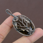 Natural Tree Of Life Smoky Topaz Gemstone Copper Wire Wrap Pendant 2.36 y0m04