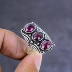 Natural Pink Rubilite Gemstone Handmade 925 Sterling Silver Ring Size 8.5 k7q37