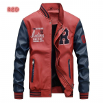 Jakk Meeste Tikand Pesapallijakid Pu-nahast mantlid Slim Fit College Pilot Casaco Masculino XS punane