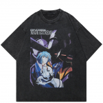 T&auml;navar&otilde;ivad m&otilde;lemalt poolt Jaapani Anime Graafiline Unisex T-s&auml;rk Puuvillane Pestud Must Ts&auml;rk Unisex Topid T-s&auml;rk Suvine l&uuml;hikeste varrukatega T-s&auml;rk S must