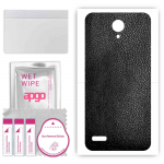 apgo Protective Skin Sticker for the back compatible with ZTE Blade A520, Wrap Film, Foil, Vinyl - Pattern Black Leather