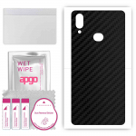 apgo Protective Skin Sticker for the back compatible with Samsung Galaxy M01s, Wrap Film, Foil, Vinyl - Pattern Carbon Black