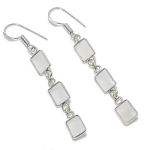 Natural White Chalcedony Handmade 925 Sterling Silver Jewelry Earring 2.36 j8q89