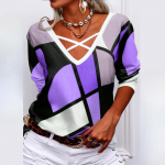 GMXIA naistemood suvised vabaaja pikkade varrukatega V-kaelusega pluusid ja s&auml;rgid XXL