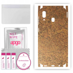 apgo Protective Skin Sticker for the back+sides compatible with Samsung Galaxy A20, Full Wrap Film, Foil, Vinyl - Pattern Rusty Copper