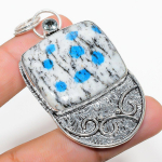 Natural K2 Blue Azurite, White Topaz 925 Sterling Silver Pendant 2.56 h4q62