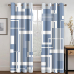 Moodsa stiili abstraktsed geomeetrilised 3D-prinditud kardinad magamistoa, elutoa, k&ouml;&ouml;gi jaoks, rulood, aknast p&otilde;randani cortina 2 tk (50Wx50H)x2(CM)&Rod Pocket white