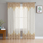 Boheemlaslikud retro-etnilised t&uuml;llkardinad elutuppa Voile l&auml;bipaistev aknakardin Magamistoa &scaron;ifoonkardinad k&ouml;&ouml;gi jaoks 135W x 114H(cm)