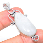 Natural Rainbow Moonstone Gemstone 925 Sterling Silver Pendant 2.32 l5m20