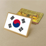 Korea lipu pross 2,5 * 1,5 cm tsingisulamist survevalatud PVC v&auml;rviline tr&uuml;kkimine ja katmine Kuldne ristk&uuml;likukujuline kuld