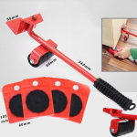 Viieosaline raskete esemete teisaldamise t&ouml;&ouml;riist, m&ouml;&ouml;bli teisaldusmatt, plastikust k&auml;sitsemist&ouml;&ouml;riist None punane