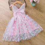 Puuvillased keskmised ja v&auml;ikesed lapsed Butterfly Halter v&otilde;rkkleit T&uuml;drukute printsessikleidid 140cm roosa