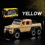 1/20 Benz AMG 6x6 suure rattaga maastikuauto mudelauto maastur, metallist survevaluga s&otilde;idukikollektsioon heli ja valguse miniatuurne m&auml;nguauto lastele 1/20-Size:24.6*10.3*8.9cm kollane
