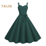 Vintage naiste kleit A-kujuline suur kiik, &uuml;hev&auml;rviline seljata spagetid, 50ndate vibukaunistus balli kokteilipeo pulmakleit Midi kleit &otilde;htukleit L