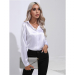Kevadine ja s&uuml;gisene naiste s&auml;rk &uuml;hev&auml;rvilise rev&auml;&auml;riga Temperament Commuter pikkade varrukatega top S valge