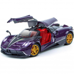1/24 sulamist survevalu metallist Pagani Huayra Dinastia automudeli m&auml;nguasjad, millel on heli- ja valgusfunktsioonid, t&otilde;mmake tagasi, t&auml;iskasvanud ja lapsed sobivad kingituseks 1/24-Size:20.5*10.5*5cm lilla