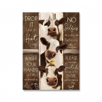 Tualettruumi reeglid Seinakunst L&otilde;uendimaal Naljakas Vannitoa Loom Lehm Eesel Kaelkirjak Plakat Prindi Pildid Vannitoa kodukaunistus 21x30cm No Framed